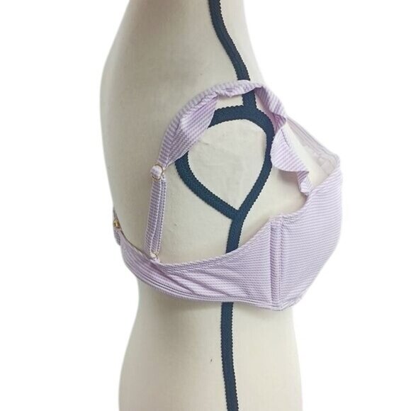 Xhilaration Womens XL Purple Gingham Swim Top Ruffle Strap Ruched Bikini - Picture 4 of 7